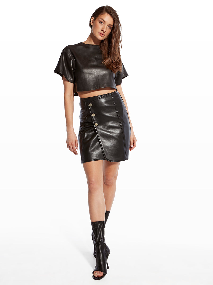 Topshop black leather outlet mini skirt