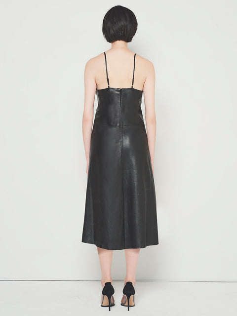 CURVE KAT UPCYCLED LEATHER SLIP DRESS