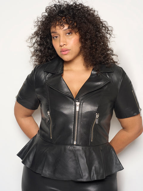 CURVE KAT UPCYCLED LEATHER JACKET