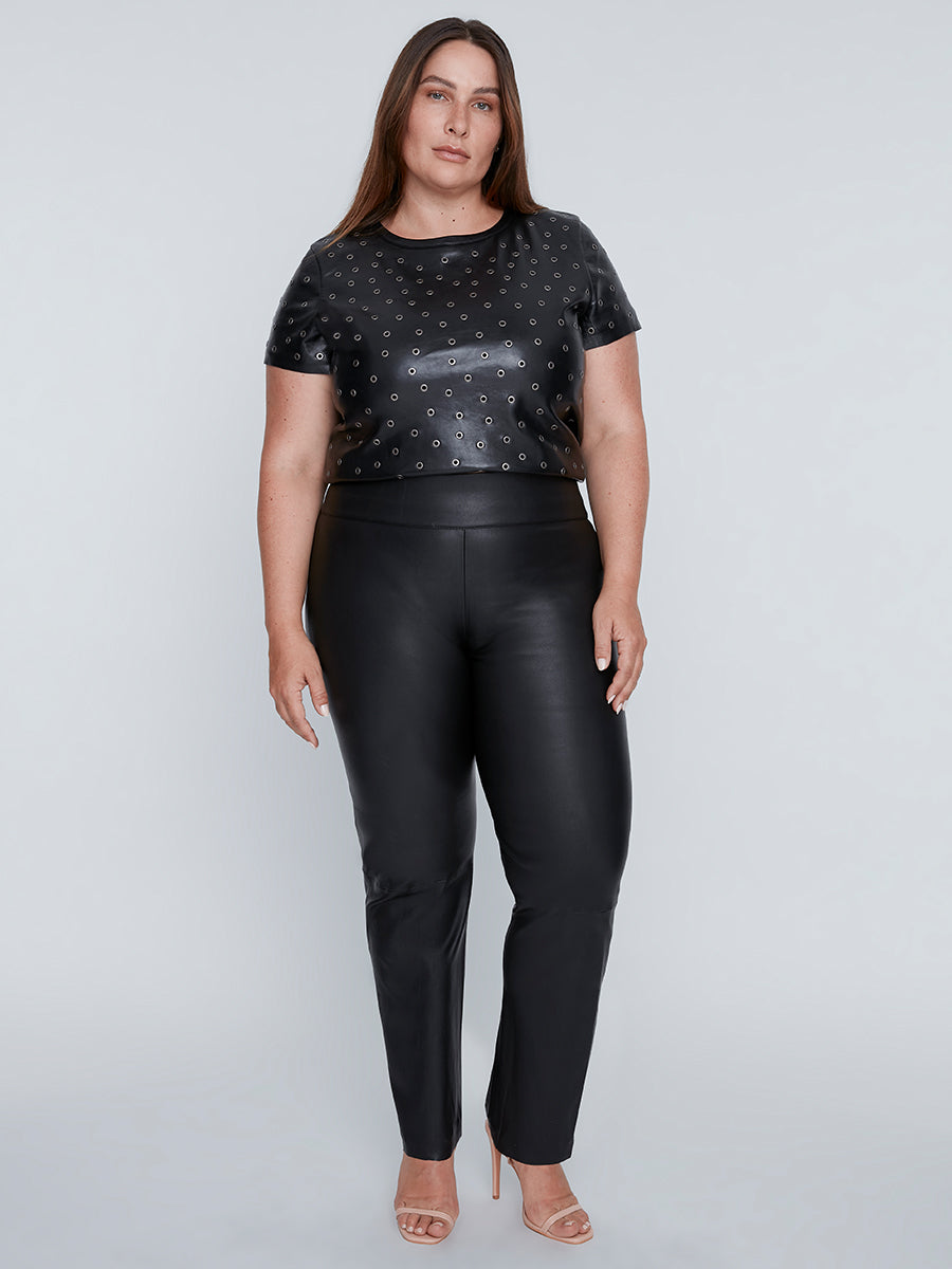 Rose Stretch Lambskin Leather Leggings for Women | TuscanTailor