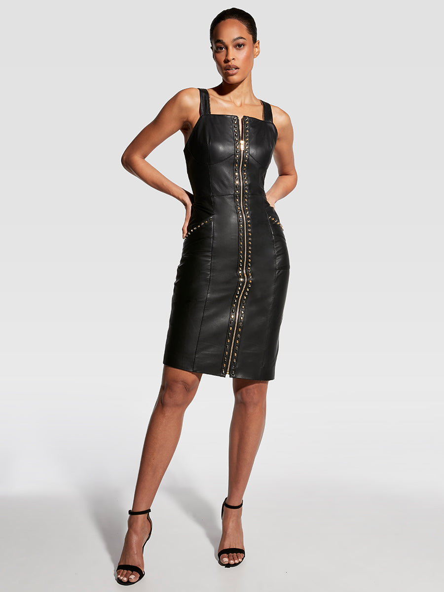 Leather 2024 sheath dress