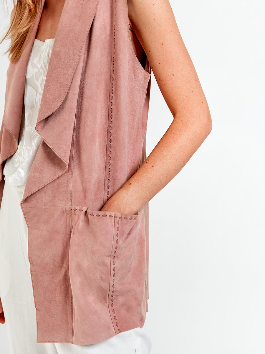 MOONLIGHT SUEDE DRAPE VEST