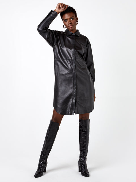 BONSOIR RECYCLED LEATHER SHIRTDRESS